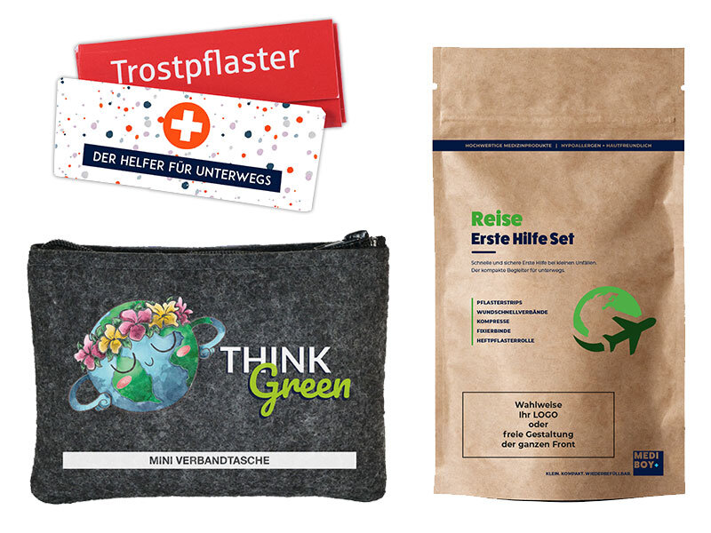Bedruckbare Erste Hilfe Werbegeschenke mit vielen Möglichkeiten zur Individualisierung