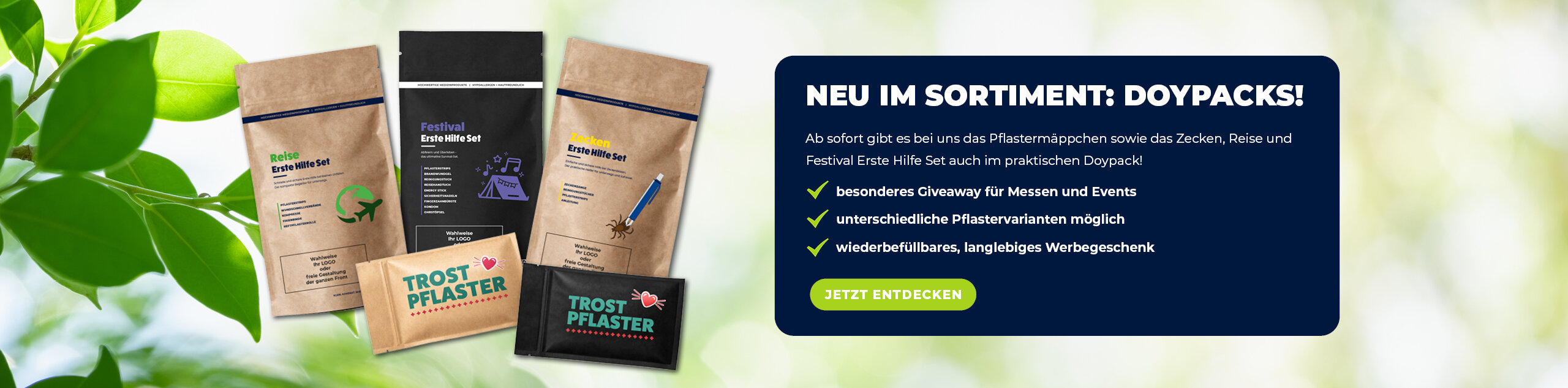 Neu im Sortiment: Erste Hilfe Doypacks