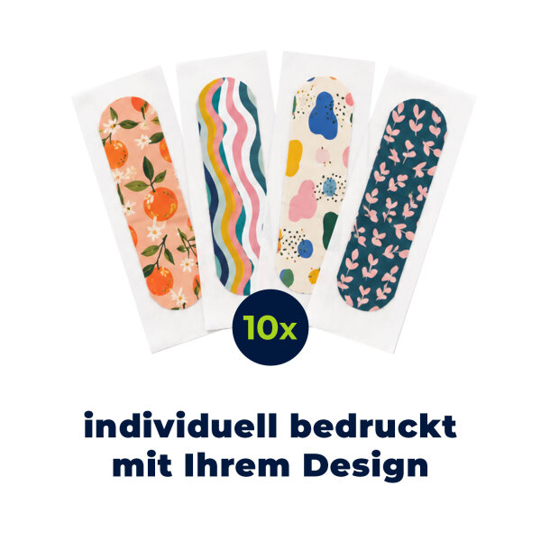 10 water-repellent, custom-printed ACTIOMEDIC® plaster strips